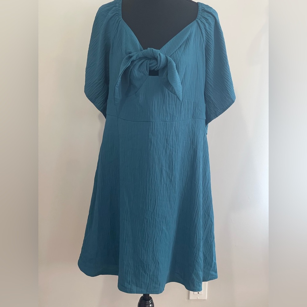 New Dokotoo XL Teal Mini‎ Dress with Bow Detail 100% Polyester 132